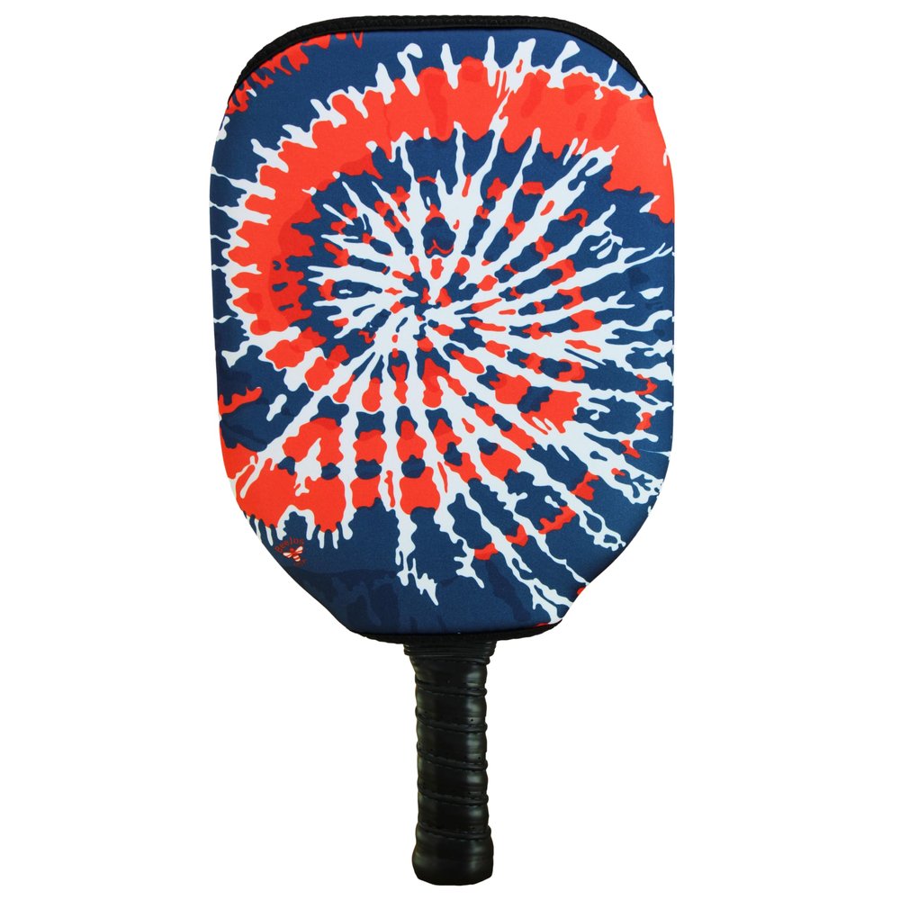 BeeJos Spirl Tie-Dye: Premium Slip-On Pickleball Paddle Cover-Fits Standard Size Paddles-Zipperless (Paddle not Included) Handmade in USA (Red/Blue)