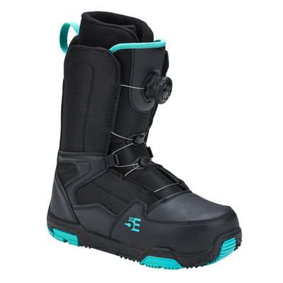 5th Element Lace Up and Dial Snowboard Boots for Women-Compatible with Strap Snowboard Bindings with Waterproof Liners-All Mountain Snowboarding Womens Sizes (ATOP DIAL-Black/Teal 25, 6.0)