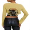 women's jacket Solid Ripped Crop Bolero jacket for women (Color : Yellow, Size : X-Small) view 1