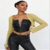 women's jacket Solid Ripped Crop Bolero jacket for women (Color : Yellow, Size : X-Small) view 2