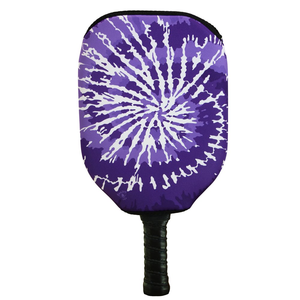 BeeJos Spirl Tie-Dye: Premium Slip-On Pickleball Paddle Cover-Fits Standard Size Paddles-Zipperless (Paddle not Included) Handmade in USA (Purple)