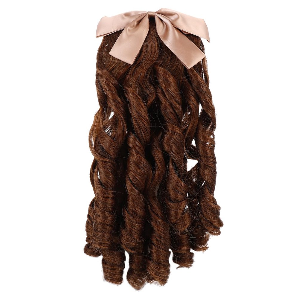 Beavorty Regency Ringlet Ponytail Hairpiece, Spiral Curl Synthetic Half Wig with Bow Romantic Ringlet Baroque Rococo Wig Historical Colonial Lady Costume