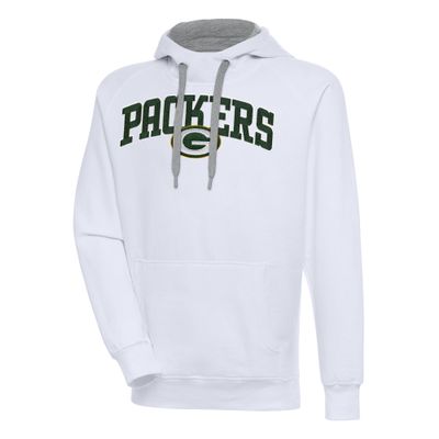 Antigua Men's White Green Bay Packers Victory Pullover Hoodie