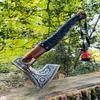 Handmade Viking Axe Hatchet Throwing Axes Chopper Axes Gifts for Men - Wood Working Hand Tool - Viking Gifts - Tomahawk Bearded - Forged High Carbon Steel (Russian Valknut Viking Axes) view 2