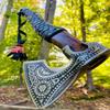 Handmade Viking Axe Hatchet Throwing Axes Chopper Axes Gifts for Men - Wood Working Hand Tool - Viking Gifts - Tomahawk Bearded - Forged High Carbon Steel (Russian Valknut Viking Axes) view 3
