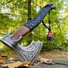 Handmade Viking Axe Hatchet Throwing Axes Chopper Axes Gifts for Men - Wood Working Hand Tool - Viking Gifts - Tomahawk Bearded - Forged High Carbon Steel (Russian Valknut Viking Axes) view 4