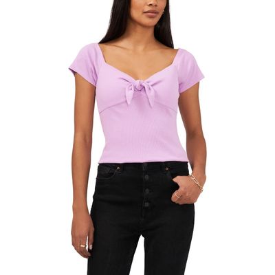 1.STATE Womens Cotton Knot-Font T-Shirt Purple L