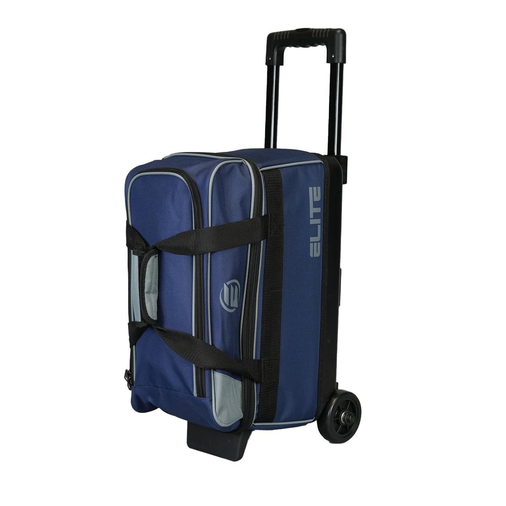 ELITE Basic Double Roller Bowling Ball Bag With Wheels | Graffiti-Style Design | Durable Bowling Bags With Ample Storage | Navy Grey