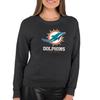 Team Fan Apparel Women's NFL Ultimate Fan Logo Slouchy Crewneck -Tagless Fleece Lightweight Pullover - Officially Licensed (Miami Dolphins - Charcoal, X-Large) view 1