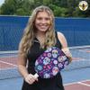 BeeJos Mexican Sugar Skulls: Premium Slip-On Pickleball Paddle Cover-Fits Standard Size Paddles-Zipperless (Paddle not Included) 2 Color Variations Handmade in USA (Purple) view 4