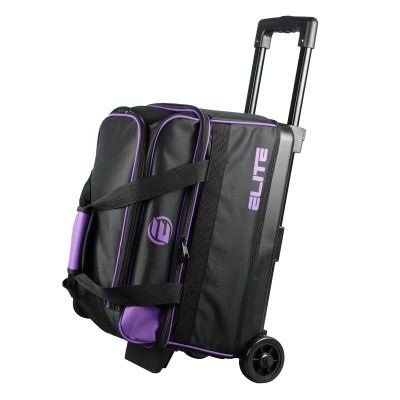 ELITE Basic Double Roller Bowling Ball Bag With Rolling Wheels | Stylish Graffiti-Style Design | Durable Bowling Bags With Ample Storage | Double Bowling Ball Bag (Purple)