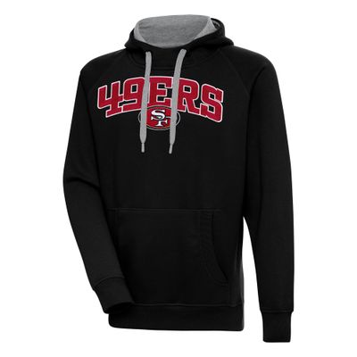 Antigua Men's Black San Francisco 49ers Victory Pullover Hoodie
