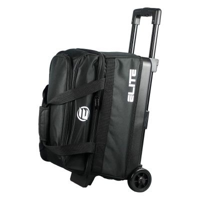 ELITE Basic Double Roller Bowling Ball Bag With Rolling Wheels | Stylish Graffiti-Style Design | Durable Bowling Bags With Ample Storage | Double Bowling Ball Bag (Black)
