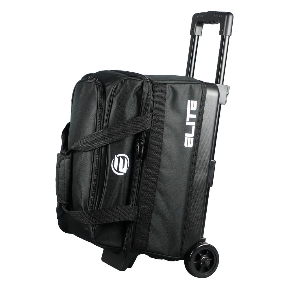 ELITE Basic Double Roller Bowling Ball Bag With Rolling Wheels | Stylish Graffiti-Style Design | Durable Bowling Bags With Ample Storage | Double Bowling Ball Bag (Black)