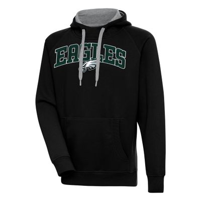 Antigua Men's Black Philadelphia Eagles Victory Pullover Hoodie