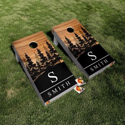 Custom Personalized Name Forest Wood Cornhole Board Vinyl Wrap Skins Laminated Sticker Set Decal Wedding Gifts