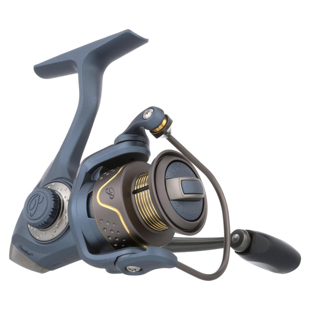 Pflueger President Spinning Fishing Reel, Size 25, 10 Stainless Steel Ball Bearing System, Sealed Oil Felt Front Drag, Lightweight Graphite Construction