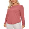 CRZ YOGA Pima Cotton Crewneck Long Sleeve Shirts for Women - Workout Athletic Yoga Casual Tops Soft Plain T-Shirt Briar Rose XX-Small view 1