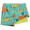 maamgic Boys Swim Trunks with Compression Liner Toddler Stretch Swim Shorts Quick Dry Swimming Trunks Boxer Brief 2 in 1 Beach Shorts Green Dinosaur 14/16 view 1