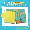 maamgic Boys Swim Trunks with Compression Liner Toddler Stretch Swim Shorts Quick Dry Swimming Trunks Boxer Brief 2 in 1 Beach Shorts Green Dinosaur 14/16 view 2