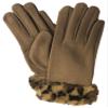 Original USA Womens Brown Leopard Print Faux Fur Stretch Fit Texting & Tech Touchscreen Gloves view 1
