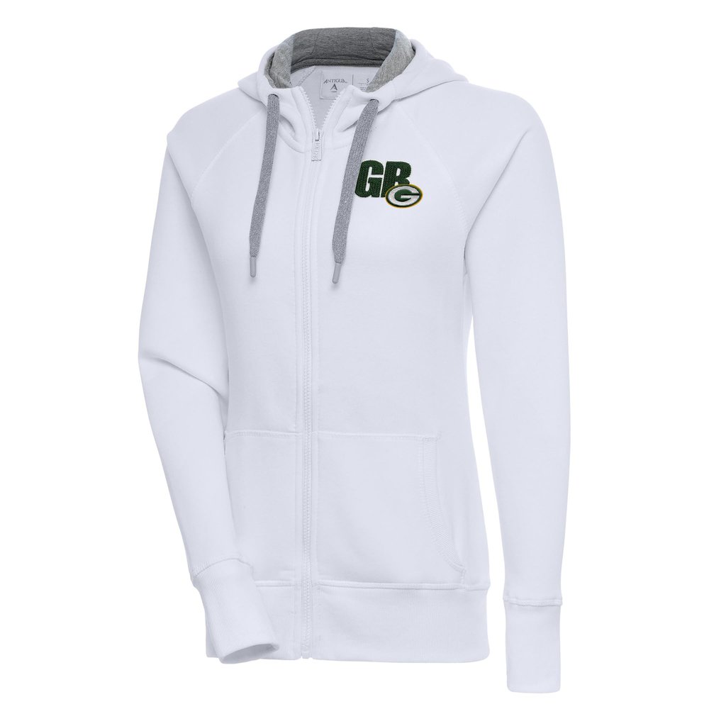 Antigua Women's White Green Bay Packers Victory Full-Zip Hoodie