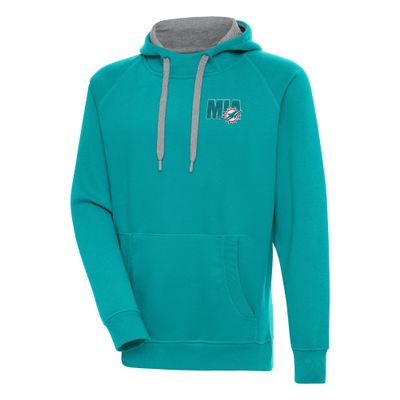 Antigua Men's Aqua Miami Dolphins Victory Pullover Hoodie