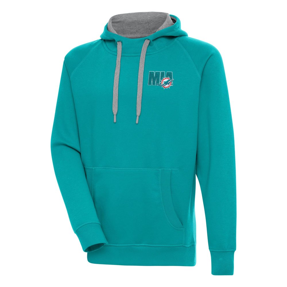 Antigua Men's Aqua Miami Dolphins Victory Pullover Hoodie