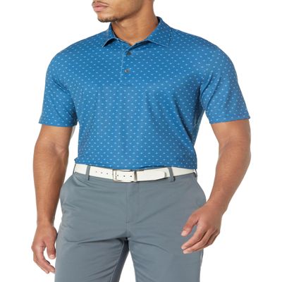 Freedom Micro Pique Spinner Print Polo, Small, Sonic Blue