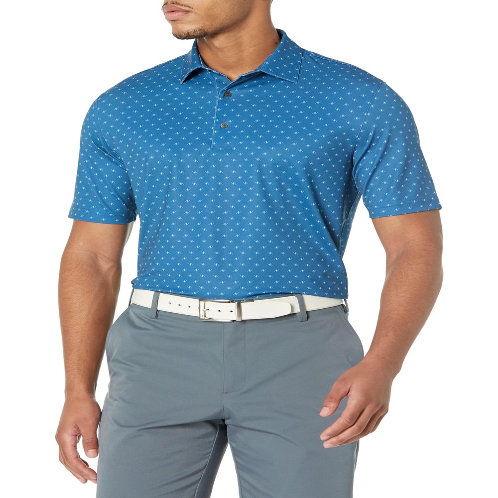 Freedom Micro Pique Spinner Print Polo, Small, Sonic Blue