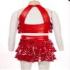 Xnihocha Kids Girls Jazz Latin Dance Outfits 2 Piece Sequin Crop Top with Skirt Christmas Performance Costume Dancewear Red 9-10 Years view 4