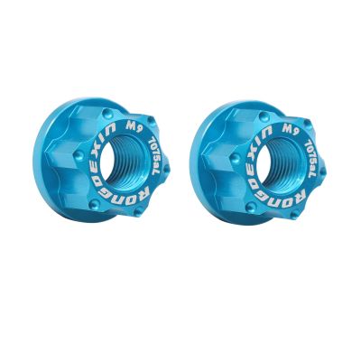 VURETO 2 x M9 Bicycle Wheel Hub Axle Nuts - 7075 Aluminum Track Nuts with Non-Slip Pattern - Front and Rear Bike Wheel Hub Nut Replacement (Color : Blue)