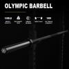 LIONSCOOL 7ft Olympic Barbell (Black E-coating, 1500LBS, No Center Knurl) view 2