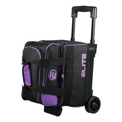 ELITE Basic Single 1 Ball Roller Bowling Bag with Rolling Wheels Holds Bowling Shoes up to US Size 10.5 Mens (Purple)