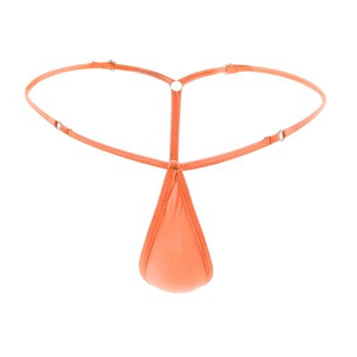 BreakEgg Men's Adjustable G-String Thong Underwear, Sexy Ice Silk Transparent T-Back Panties (Dark Pink,One Size)
