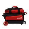 ELITE Deluxe 2 Ball Bowling Bag with 5" smooth wheels, Large Accessory pocket - Separate Compartment holds 1 pair of shoes up to US size 15 men - 36" extendable handle double roller (Red) view 2