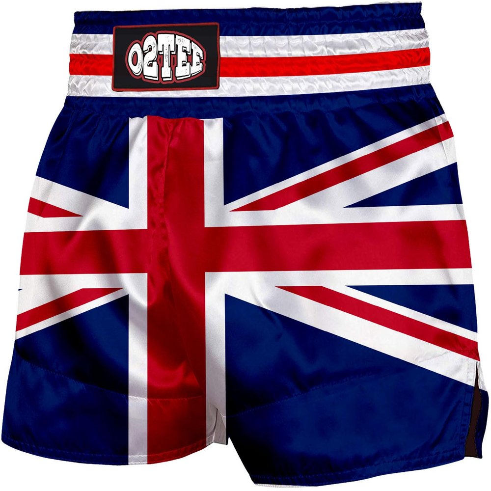 O2TEE Men Warrior Kombat Gear Boxing Shorts for Cage Fighting Daily,Britain L
