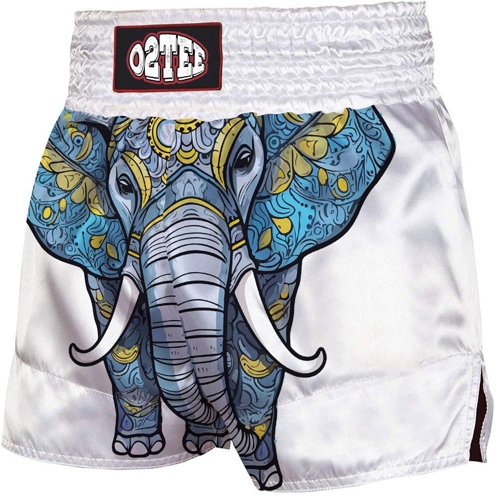 O2TEE Men MMA Blaze Shorts for Kick Martial Arts Cross-Training, Elephant M