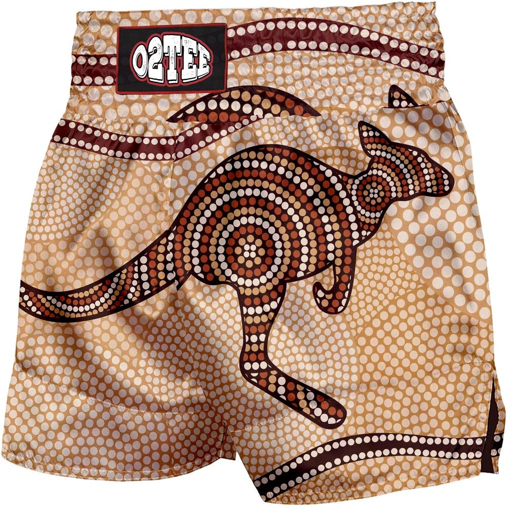 O2TEE Men Warrior Kombat Gear Boxing Shorts for Cage Fighting Daily,Kangaroo L