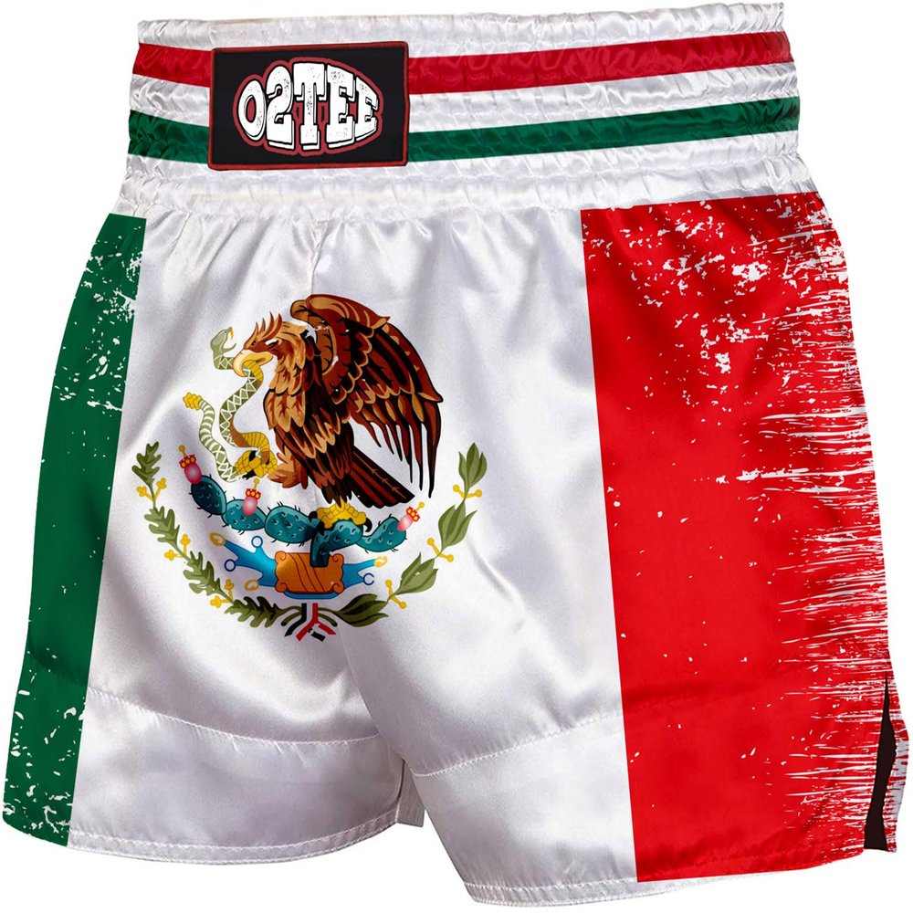 O2TEE Men MMA Blaze Shorts for Kick Martial Arts Cross-Training, Mexico M
