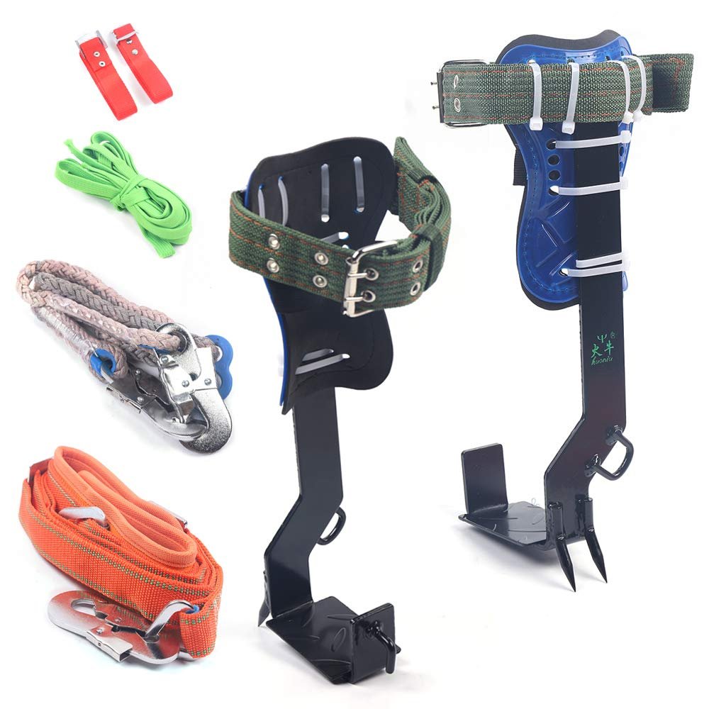Tree Climbing Spike,Outdoor Tree Climbing Spikes Set,Adjustable Tree Climbing Gear with Leggings Safe Straps,Safety Belt Straps and Non-Slip Pedal,for Picking Fruit, Climbing Trees and Outdoor Sports