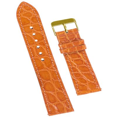 21mm Flat Orange AIIigator Watch Band Quick Release Handmade Leather Watch Strap Slim Croc Replacement Wristband Men Stainless Steel Buckle Christmas Father's Day Gift for Dad Son Husband DH-29G-21MM
