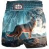 O2TEE Unisex Mens Boys Unique Gym Team Muay Thai Shorts Trunks Gym Fitness, Wolf Moon S view 1
