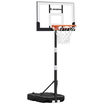 HEROPRO Basketball Hoop Outdoor Adjustable, Shatterproof Backboard and Larger Base, Portable Basketball Goal System for Kids/Youth/Adults in Pool/Driveway (3.2-7.2FT White, 28" Backboard)