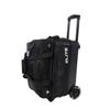 ELITE Deluxe 2 Ball Bowling Bag with 5" smooth wheels, Large Accessory pocket - Separate Compartment holds 1 pair of shoes up to US size 15 men - 36" extendable handle double roller (Black) view 1