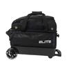 ELITE Deluxe 2 Ball Bowling Bag with 5" smooth wheels, Large Accessory pocket - Separate Compartment holds 1 pair of shoes up to US size 15 men - 36" extendable handle double roller (Black) view 2