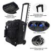 ELITE Deluxe 2 Ball Bowling Bag with 5" smooth wheels, Large Accessory pocket - Separate Compartment holds 1 pair of shoes up to US size 15 men - 36" extendable handle double roller (Black) view 3