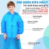 BFONS 2 Pcs Rain Ponchos for Kids Reusable, EVA Raincoats for Boys Girls with Hood and Sleeves, Waterproof Rain Coats Perfect for Camping, Hiking and Travel Outdoor Accessories Blue White view 3