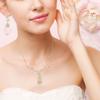 EVER FAITH Wedding Jewelry Set for Bride, Gorgeous Cubic Zirconia Gold Plated Elegant Rose Flower Bridal Necklace Dangle Earrings Sets for Women view 2