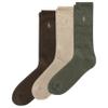 Polo Ralph Lauren Men's PP Rib Crew Sock 3 Pair Pack, Olive Green, Mens Shoe Size 6-12 view 1